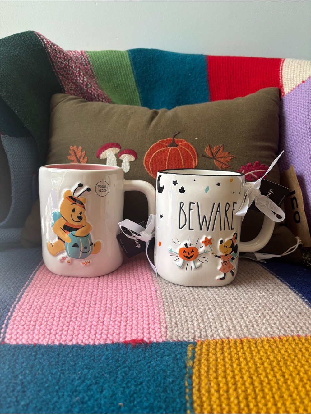 Winnie the Pooh & Minnie Mouse Halloween Lot of 2 Rae Dunn Mugs Disney NWT